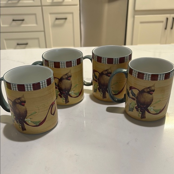 Lenox Red and Cream Dining Mugs Set of 4 - Picture 3 of 4